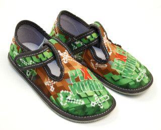 EF Barefoot 395 Slippers/ Hausschuhe Green Pixel World